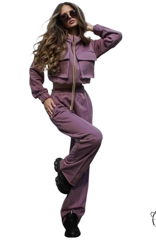 Mauve two-piece elegant vetements suit with long sleeve top