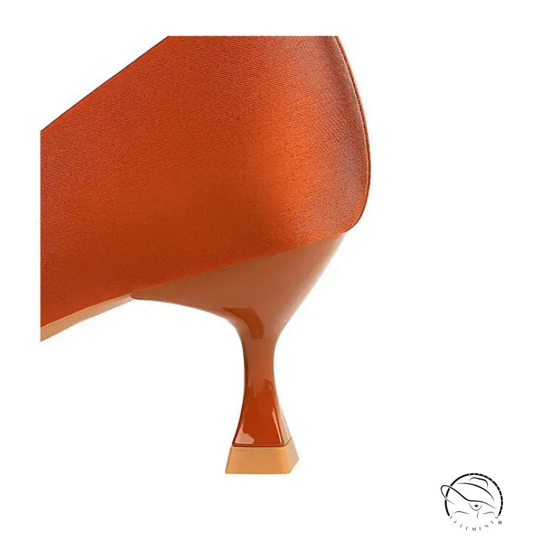 Langry fashion orange stiletto heel with rhinestone bow and glossy finish