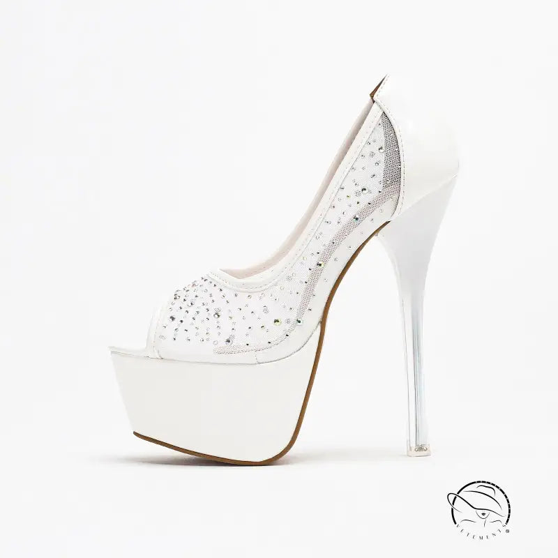 Elegant langry waterproof platform high heel with rhinestones