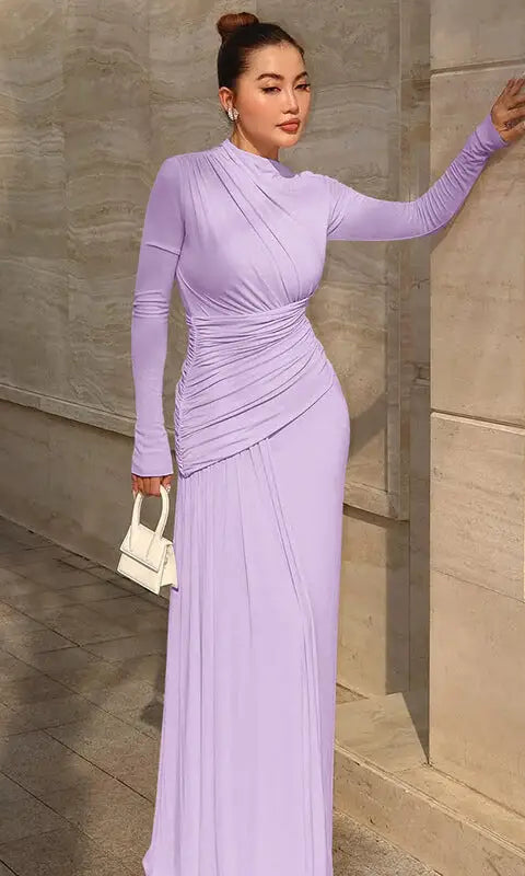 Elegant Slim Pleated Zipper Dress