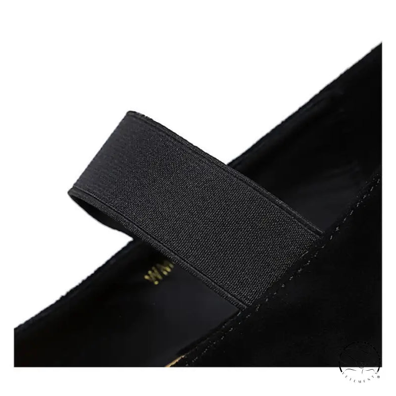 Black langry fashion mary jane shoe with elastic strap
