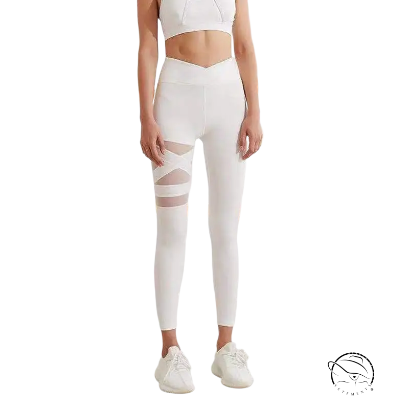 Army green energy flex leggings with sheer mesh thigh panels for yoga fitness