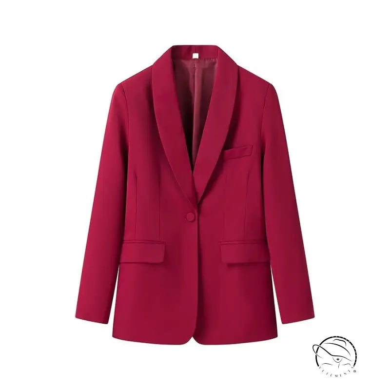 Langry fashion wine-colored blazer with tuxedo collar and pocket detail