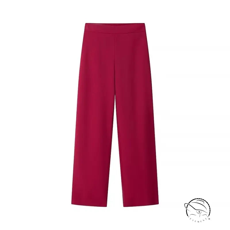 Magenta high-waist wide-leg langry fashion trousers in smooth fabric