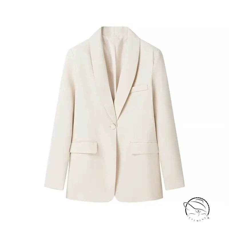 Langry fashion cream blazer with tuxedo collar and pocket detail