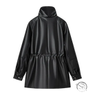 Langry faux leather coat with high collar and drawstring hem