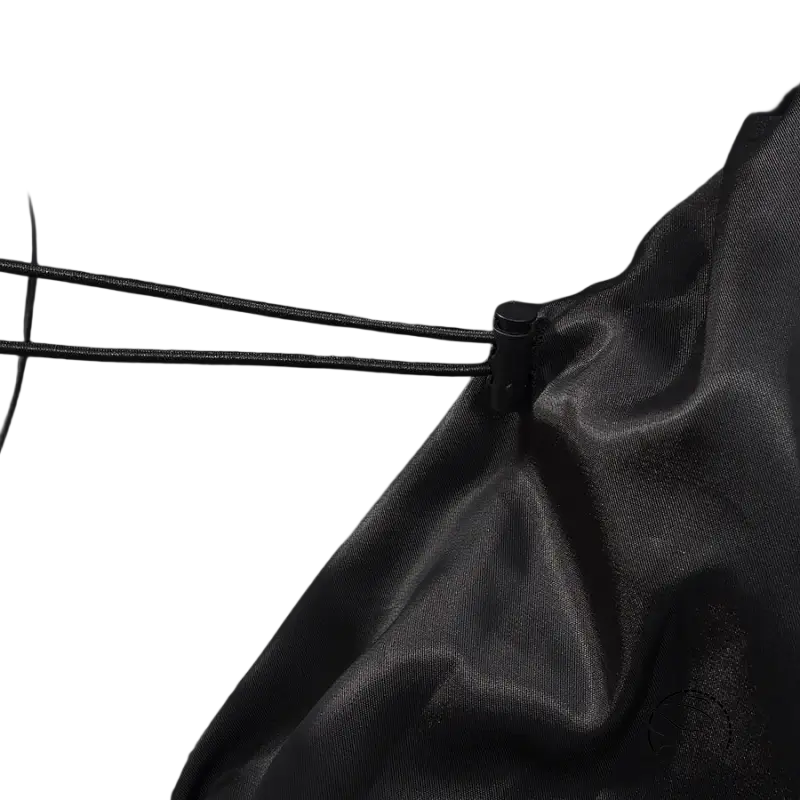 Langry faux leather coat: black shiny jacket with drawstring waist
