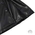 Langry faux leather coat with black jacket button closure and pocket detail