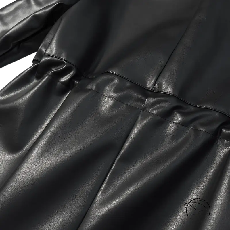 Langry faux leather coat with black shiny jacket and pocket details