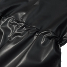 Langry faux leather coat with ruched black jacket detailing