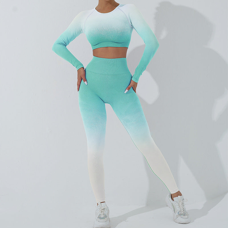 Blue and White Long-Sleeved Trousers