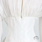 White satin langry fashion corset with zipper and pleated skirt dress