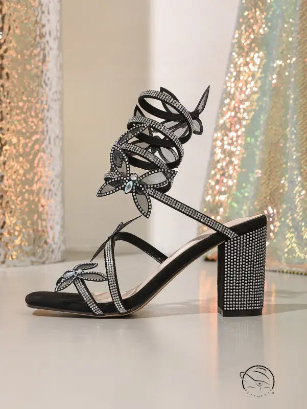 Elegant langry fashion rhinestone bow stiletto heel sandal