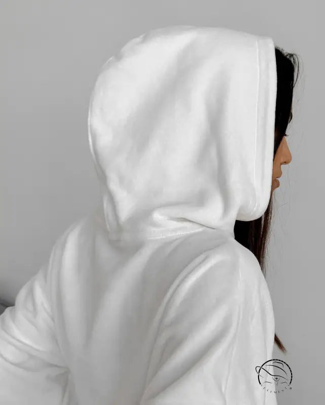 Langry fashion soft white hooded sweatshirt in casual knitted velvet two-piece set