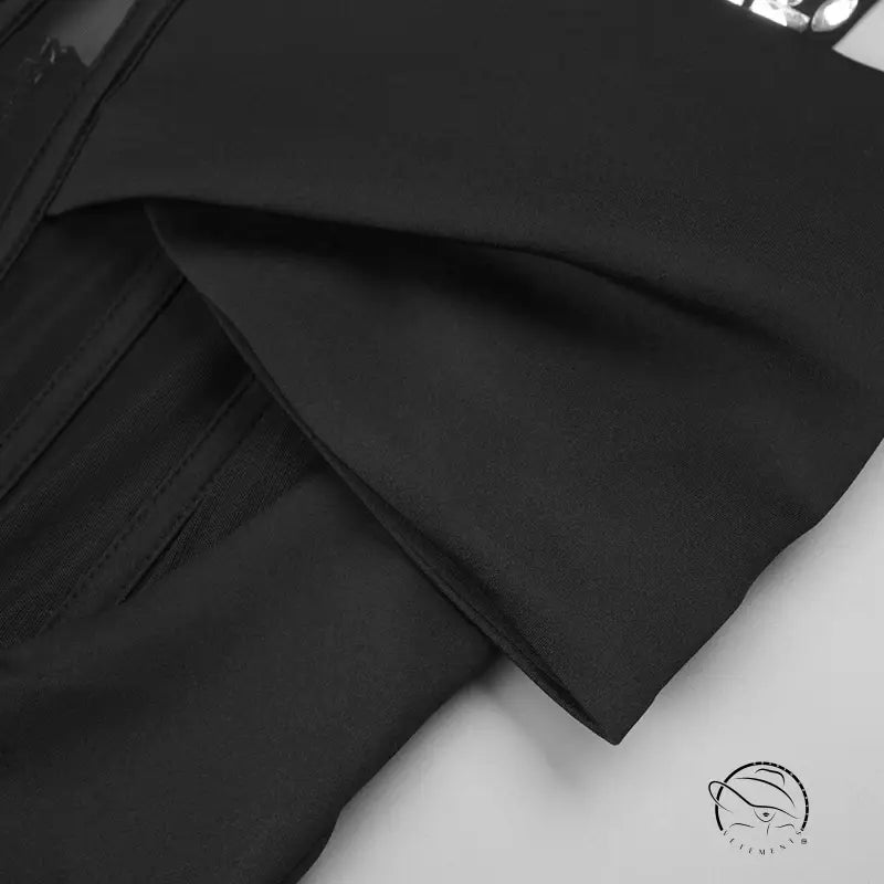 Attractive black rhinestone maxi dress with folded hem pants in langry fashion