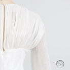 Langry fashion white pleated blouse with zipper back in ruffled short dress