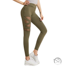 Army green energy flex leggings with olive mesh thigh panels for fitness yoga