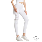 Army green energy flex leggings with white high-waisted geometric mesh panel for fitness yoga