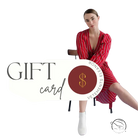 Vetements gift card ad with woman in red striped dress, free shipping